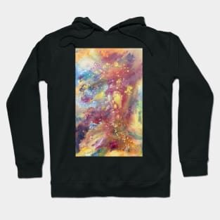 Abstract Galaxy Painting in Red, Yellow, and Rainbow Hoodie